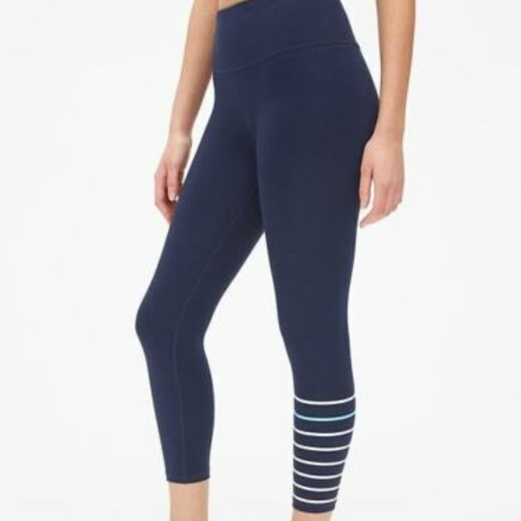 GAP Pants - GapFit High Rise Blackout Stripe 7/8 Leggings M